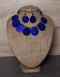 Blue Pottery Seven Pendant Necklace With Earring - Blue