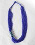 Blue Pottery 3 Bead Side Necklace With Earring, Ring And Bracelet - Blue
