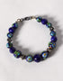Blue Pottery 3 Bead Side Necklace With Earring, Ring And Bracelet - Blue