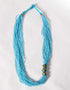 Blue Pottery 3 Bead Side Necklace With Ring And Bracelet - Turquoise