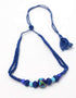 Blue Pottery One Bead Necklace With Earring And Ring - Blue