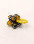 Blue Pottery Knot Necklace With Ring - Yellow And Blue