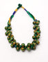 Blue Pottery Knot Necklace With Ring - Green & Yellow