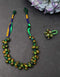 Blue Pottery Knot Necklace With Ring - Green & Yellow