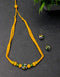 Blue Pottery One bead Necklace White & Yellow With Earring
