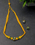 Blue Pottery One bead Necklace White & Yellow With Earring