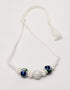 Blue Pottery Necklace - White & Blue With Earring