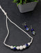 Blue Pottery Necklace - White & Blue With Earring