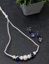 Blue Pottery Necklace - White & Blue With Earring