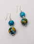 Blue Pottery 5 Bead Necklace With Bracelet & 2 Bead Earring (Turq)