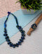 Blue Pottery Handmade Knot Necklace With Ring - Blue Colour With Turquoise Flower