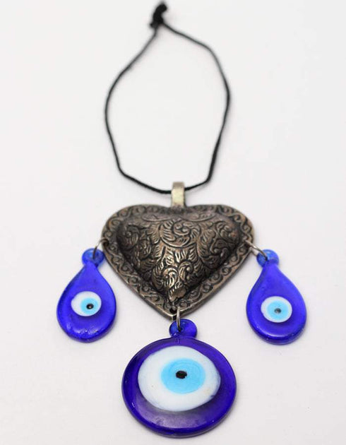 Neerja Handmade Blue Pottery Evil Eye Hanging With Set Of Three Evil Eye Bracelets