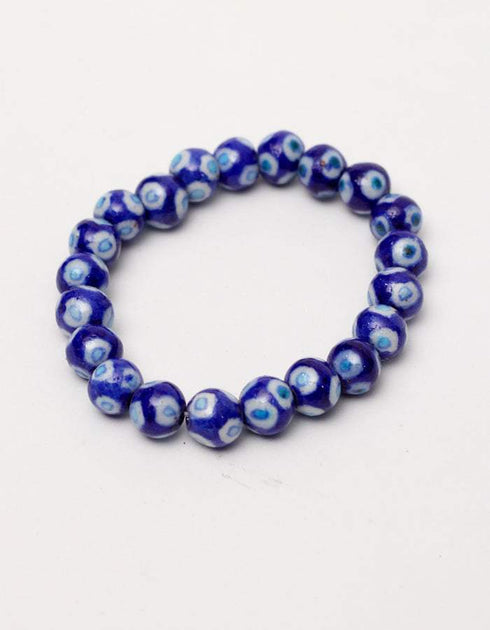 Neerja Handmade Blue Pottery Evil Eye Hanging With Set Of Three Evil Eye Bracelets