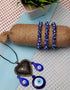 Neerja Handmade Blue Pottery Evil Eye Hanging With Set Of Three Evil Eye Bracelets