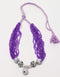 Blue Pottery Handmade Short Necklace With Bead Pendant - Purple Colour