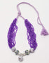 Blue Pottery Handmade Short Necklace With Bead Pendant - Purple Colour