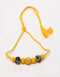 Blue Pottery - Three Bead Necklace With One Bead Earring (Yellow)