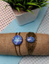 Blue Pottery Bracelet With Metal Set Of 2 pcs