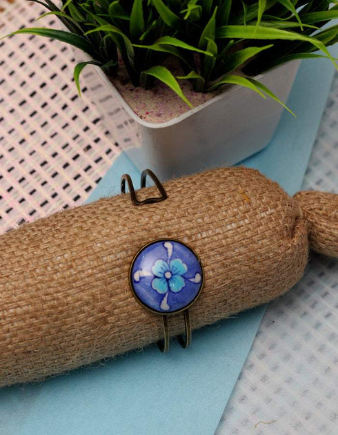 Blue Pottery - Hand Made Band With Metal