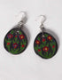 Blue Pottery Reversible Style Five Pendant Neckalce With Earring - Red With Black (Two In One)