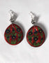 Blue Pottery Reversible Style Five Pendant Neckalce With Earring - Red With Black (Two In One)