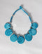 Blue Pottery Handmade Seven Pendant Necklace With Earring - Plain Turquoise