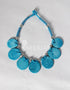Blue Pottery Handmade Seven Pendant Necklace With Earring - Plain Turquoise
