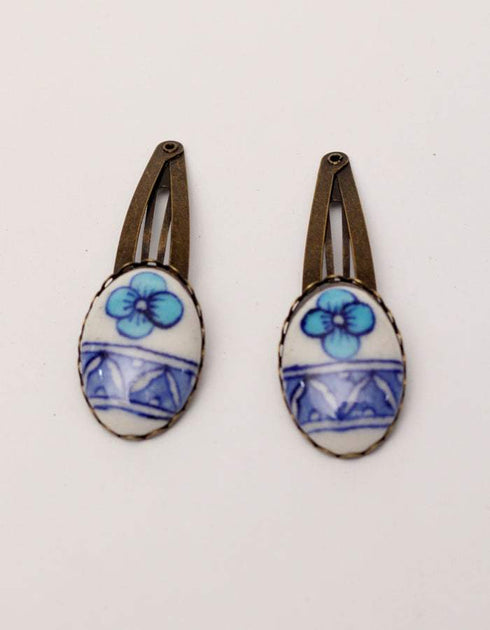 Blue Pottery - Hand Made Ring With Tic Tac Pins & Cufflink