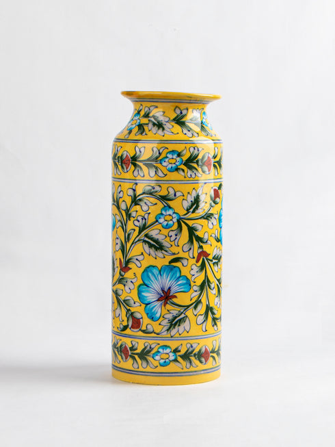 Blue Pottery Bottle Flower Vase