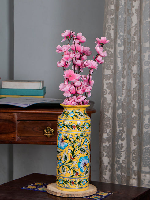 Blue Pottery Bottle Flower Vase