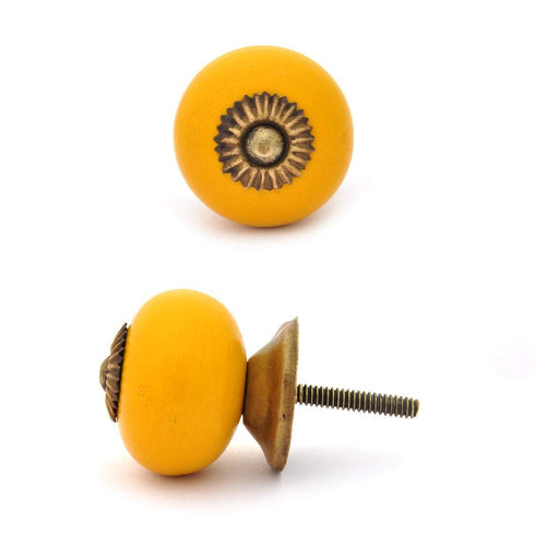 Yellow Wooden knob