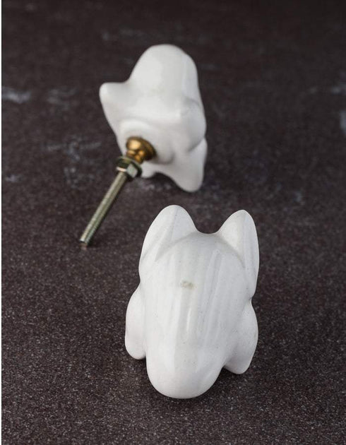 White Frog Ceramic Knob