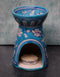 Jaipur Blue Pottery Handmade Aroma Oil Diffuser Small in Turquoise Base With White Floral & Leaves
