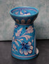 Jaipur Blue Pottery Handmade Aroma Oil Diffuser Small in Turquoise Base With White Floral & Leaves