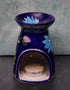 Jaipur Blue Pottery Handmade Aroma Oil Diffuser Small in Blue Base With Pink Lotus Floral Motifs