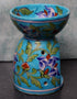 Jaipur Blue Pottery Aroma Oil Diffuser in Turquoise Base With Blue Floral Motifs Big