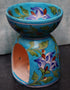 Jaipur Blue Pottery Aroma Oil Diffuser in Turquoise Base With Blue Floral Motifs Big