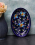 Turquoise Flower design on Blue Base Oval Plate 8