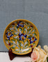 Blue Pottery 6 Plate Yellow Base With Floral Pattern