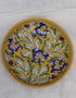 Blue Pottery 6 Plate Yellow Base With Floral Pattern
