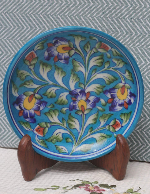 Blue Pottery Hand-Made Plate 6 Turq.