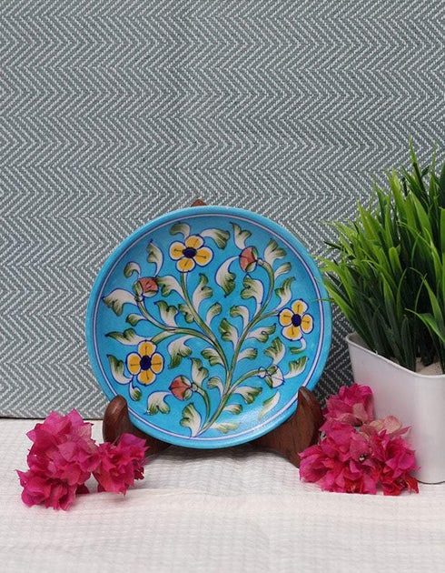 Blue Pottery Hand-Made Plate 6 Turq.