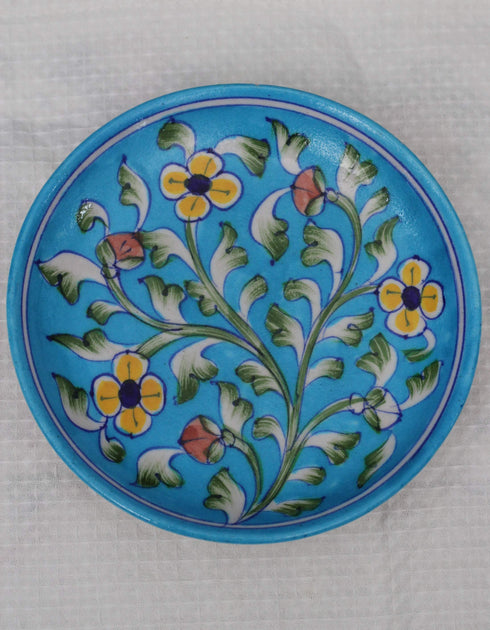 Blue Pottery Hand-Made Plate 6 Turq.