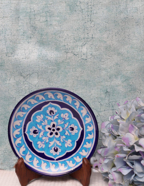 Blue Pottery Hand-Made Plate 6 Blue &Turq.