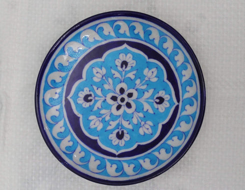 Blue Pottery Hand-Made Plate 6 Blue &Turq.
