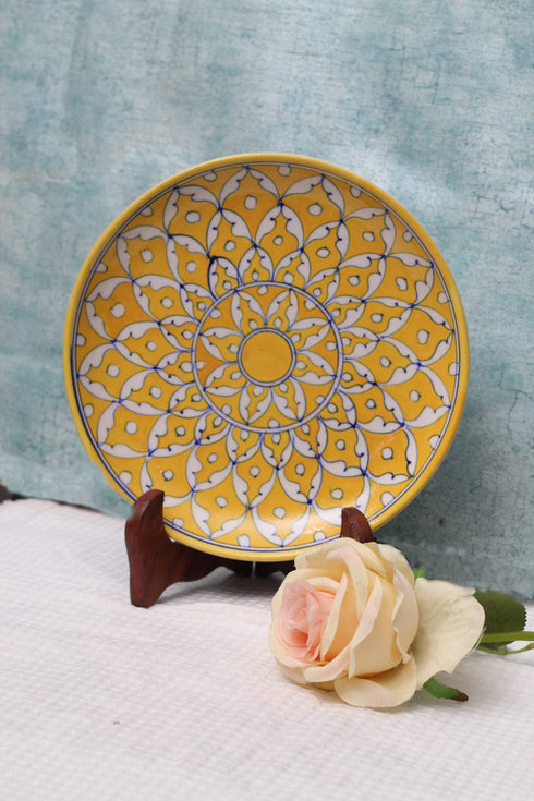 yellow Geometrical design 8 Plate