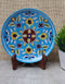 Turquoise Base with Yellow Flowers 8 Plate