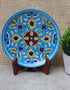 Turquoise Base with Yellow Flowers 8 Plate