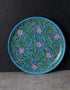 Turquoise Base Floral Design Wall Hanging Plate 12