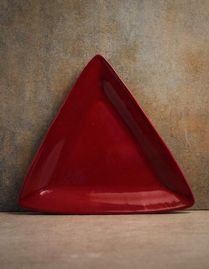 Handmade Ceramic Triangle Shape Plate 33.02 cms NEERJA INTERNATIONAL INC